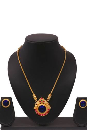 Gold plated fancy necklace set of south indian theam