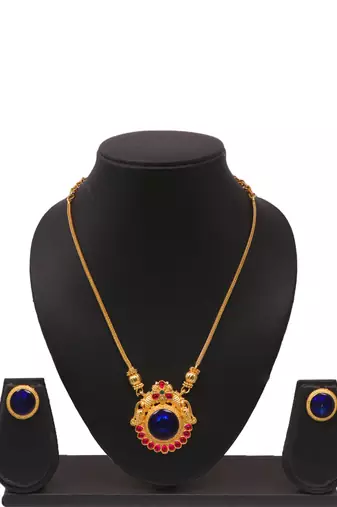 Gold plated fancy necklace set of south indian theam