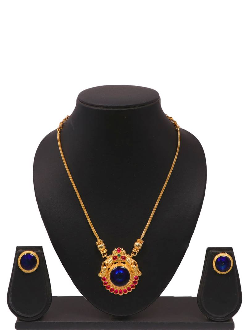 Gold plated fancy necklace set of south indian theam