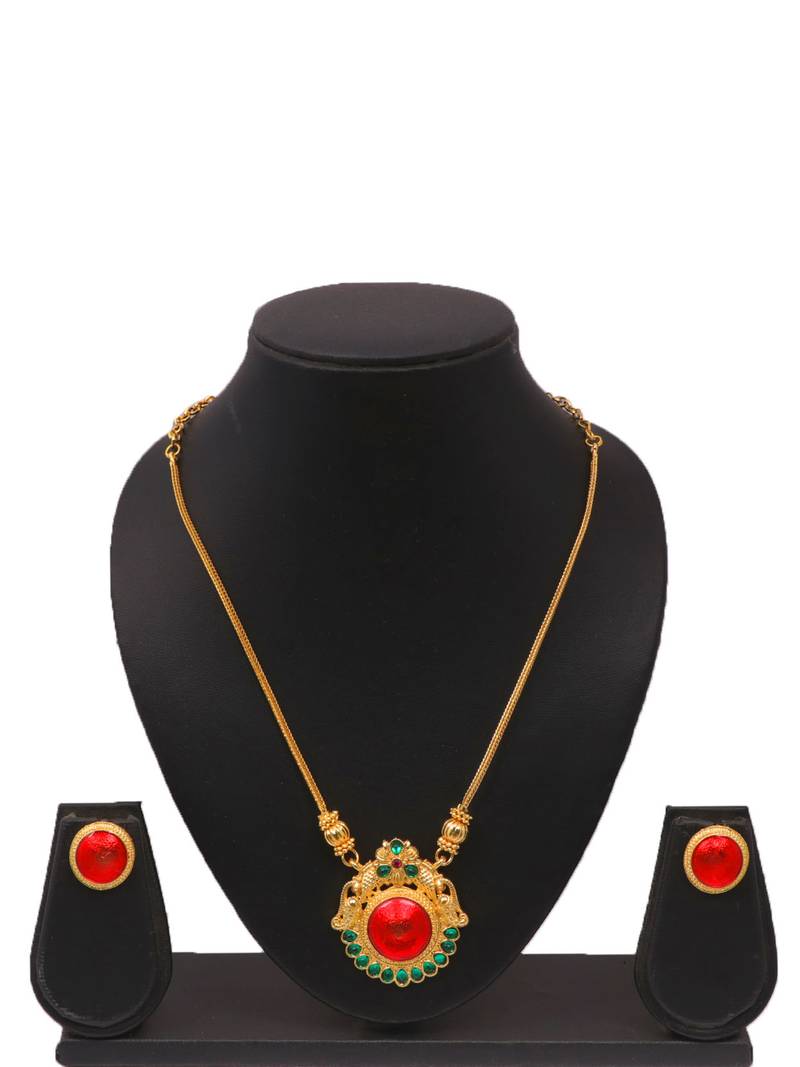 Gold plated fancy necklace set of south indian theam