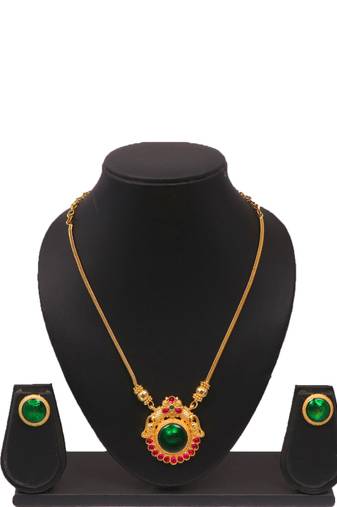 Gold plated fancy necklace set of south indian theam