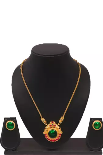 Gold plated fancy necklace set of south indian theam