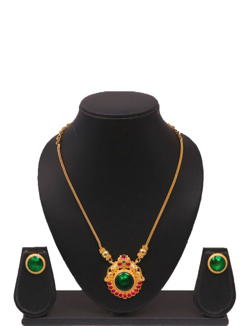 Gold plated fancy necklace set of south indian theam