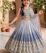 Designer sequence embroidered work wedding kids lehenga choli