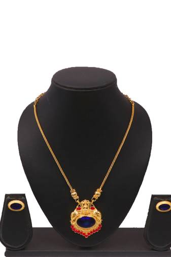 Gold plated fancy necklace set of south indian theam