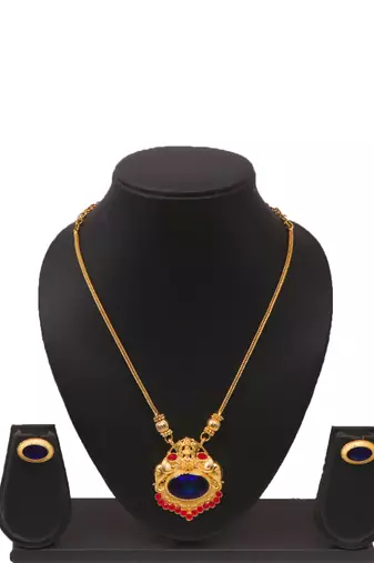 Gold plated fancy necklace set of south indian theam