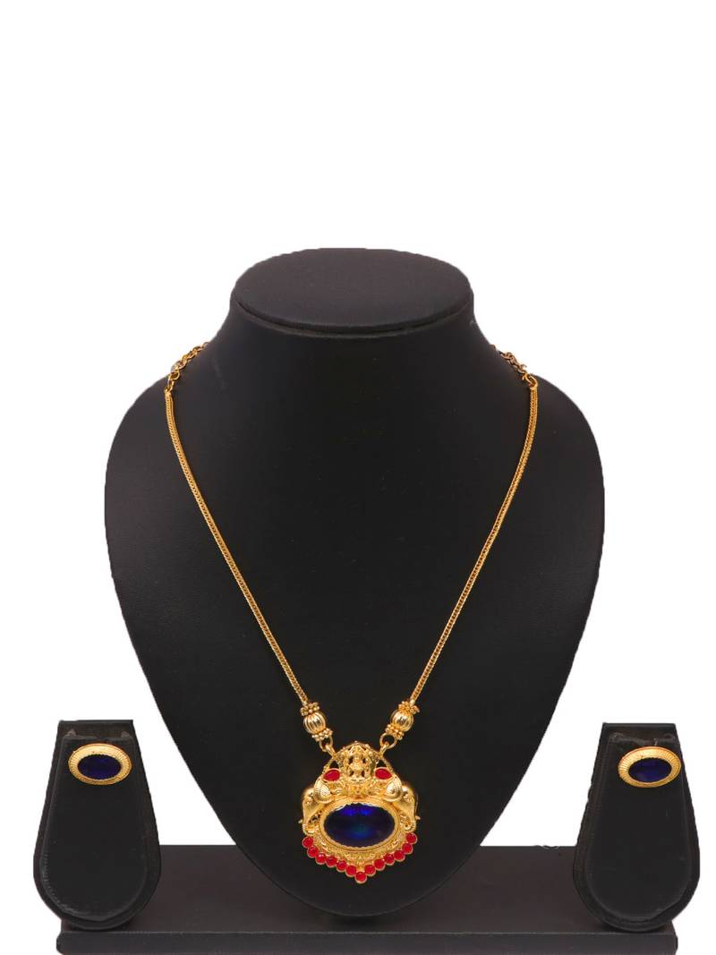 Gold plated fancy necklace set of south indian theam