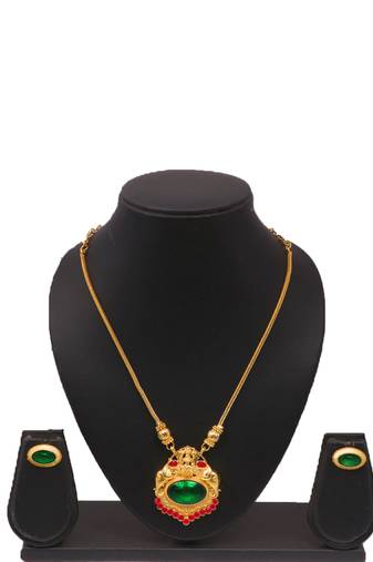 Gold plated fancy necklace set of south indian theam