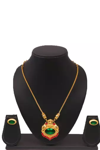 Gold plated fancy necklace set of south indian theam