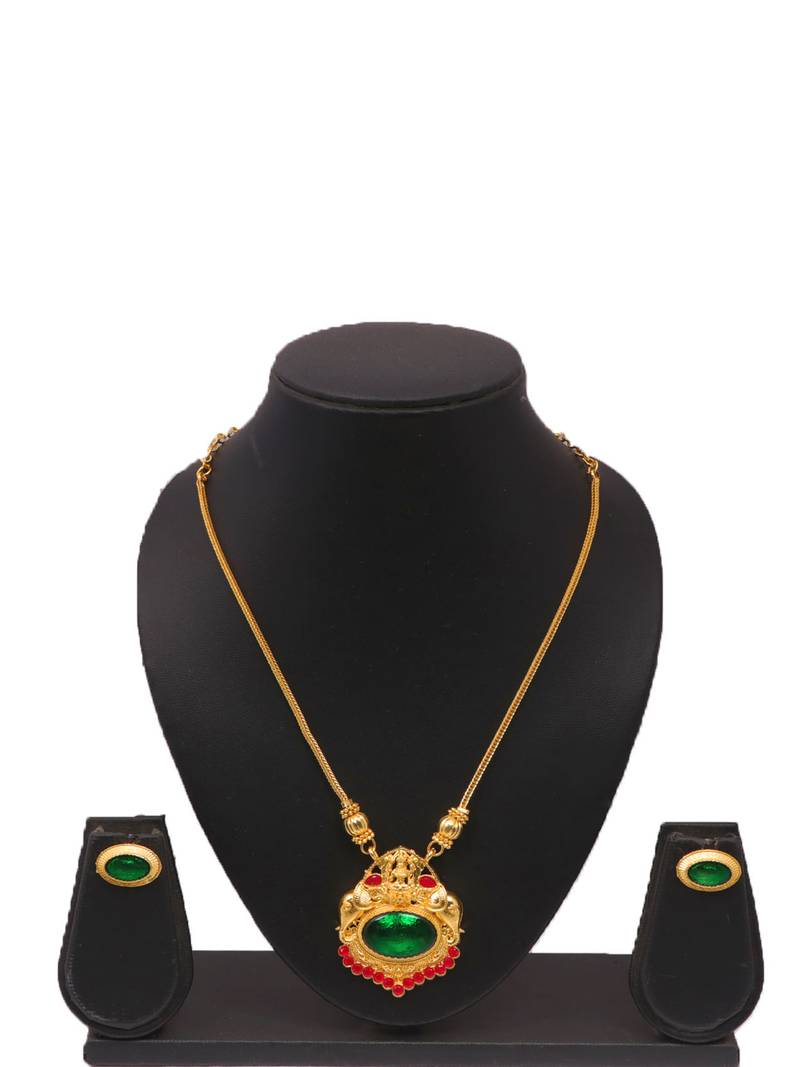 Gold plated fancy necklace set of south indian theam