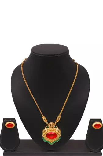 Gold plated fancy necklace set of south indian theam