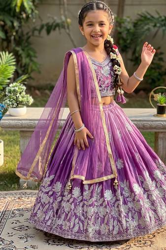Designer sequence embroidered work wedding kids lehenga choli