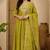  parrot green heay roman silk with embroidery work embroidery  kurta set