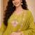  parrot green heay roman silk with embroidery work embroidery  kurta set