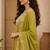  parrot green heay roman silk with embroidery work embroidery  kurta set