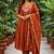  orange heay roman silk with embroidery work embroidery  kurta set