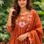  orange heay roman silk with embroidery work embroidery  kurta set
