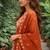  orange heay roman silk with embroidery work embroidery  kurta set