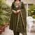  mehndi green heay roman silk with embroidery work embroidery  kurta set