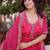 Attractive Pink Bead Work Chanderi Wedding Wear Anarkali Suit