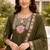 mehndi green heay roman silk with embroidery work embroidery  kurta set