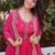 Attractive Pink Bead Work Chanderi Wedding Wear Anarkali Suit