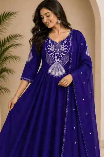 violet silk blend kurta set with woven work design