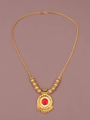 gold plated brass necklace with stone pattern 1
