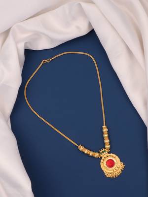 gold plated brass necklace with stone pattern 2