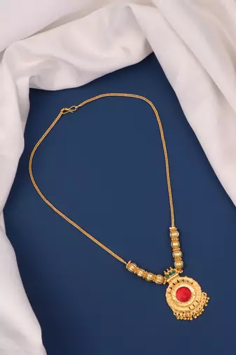 gold plated brass necklace with stone pattern