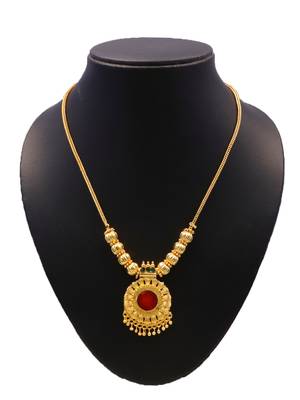 gold plated brass necklace with stone pattern 4