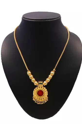 gold plated brass necklace with stone pattern