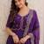 Splendid Purple Thread Work Chanderi Festive Wear Anarkali Suit