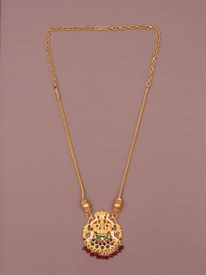 gold plated brass necklace with stone details 1