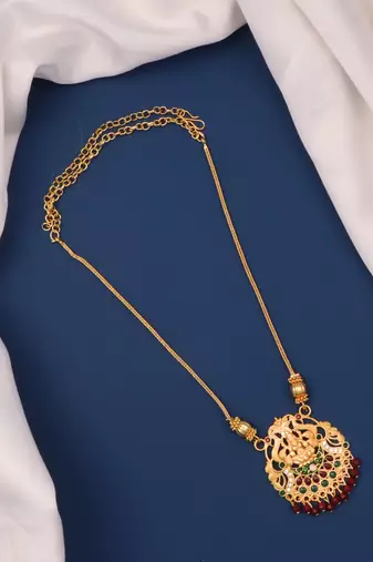 gold plated brass necklace with stone details