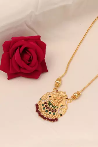 gold plated brass necklace with stone details