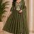  green heay roman silk with embroidery work embroidery  kurta set