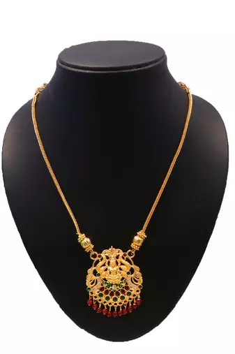 gold plated brass necklace with stone details