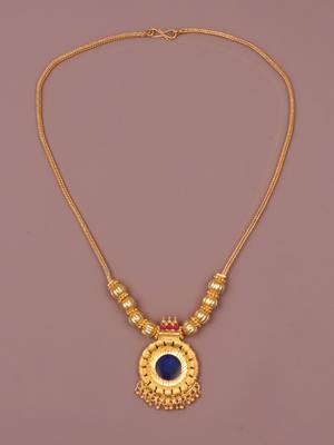 gold plated brass necklace with traditional stones 1