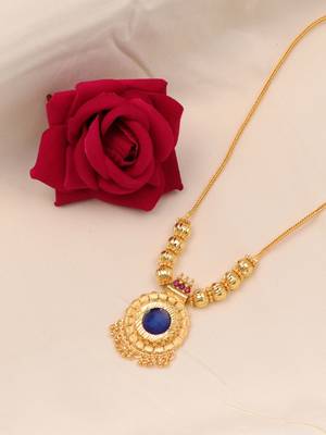 gold plated brass necklace with traditional stones 3