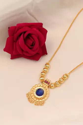gold plated brass necklace with traditional stones