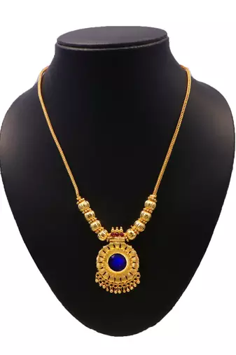gold plated brass necklace with traditional stones