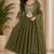  green heay roman silk with embroidery work embroidery  kurta set