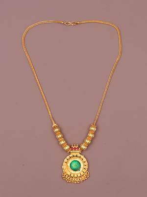 gold plated brass necklace with stone design 1