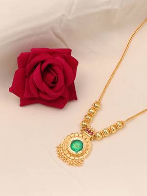 gold plated brass necklace with stone design 3