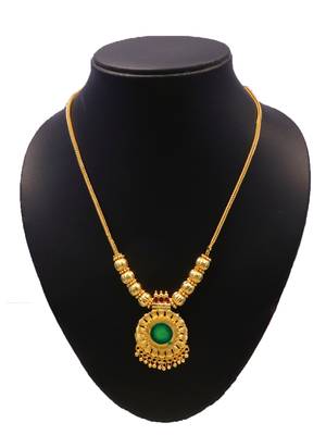 gold plated brass necklace with stone design 4