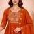  orange heay roman silk with embroidery work embroidery  kurta set