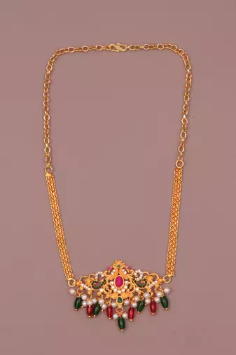 Gold plated fancy necklace  of south indian theam