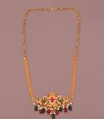 gold brass fashion necklace with stone design
