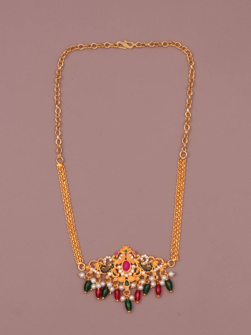 Gold plated fancy necklace  of south indian theam